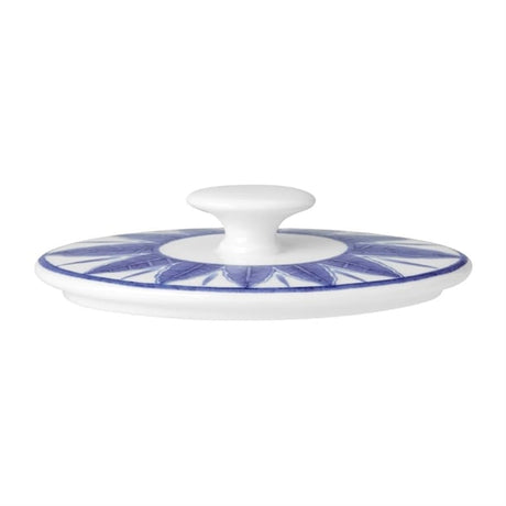 William Edwards Sultan's Garden Blue Oval Covered Sugar Lid Fits AND0335 (Pack of 12) - VV3981 William Edwards Fine Bone Chin Steelite   