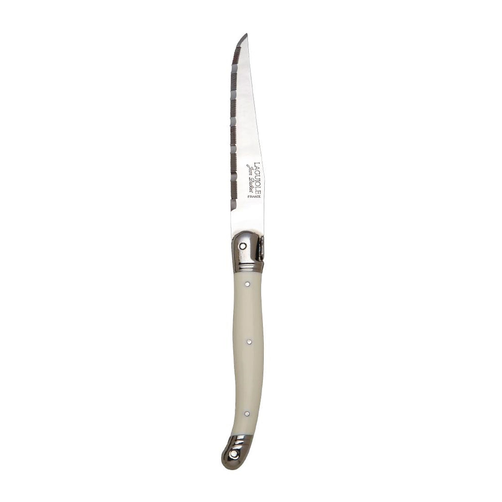 Laguiole Serrated Steak Knives White Handle (Pack of 6) - VV957  Laguiole   
