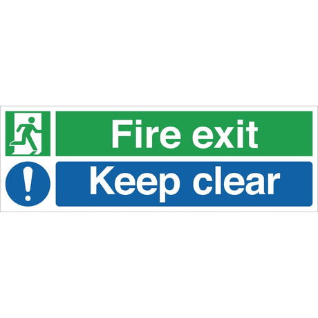 Fire Exit Keep Clear Sign - W311  Vogue   