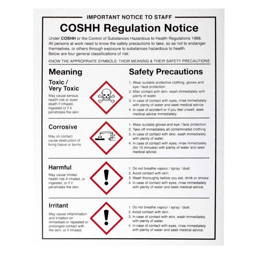 Vogue COSHH Regulations Sign - W396  Vogue   