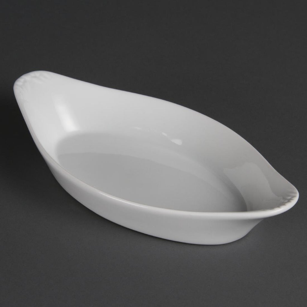 Olympia Whiteware Oval Eared Dishes 262mm (Pack of 6) - W440 Olympia Crockery Olympia   