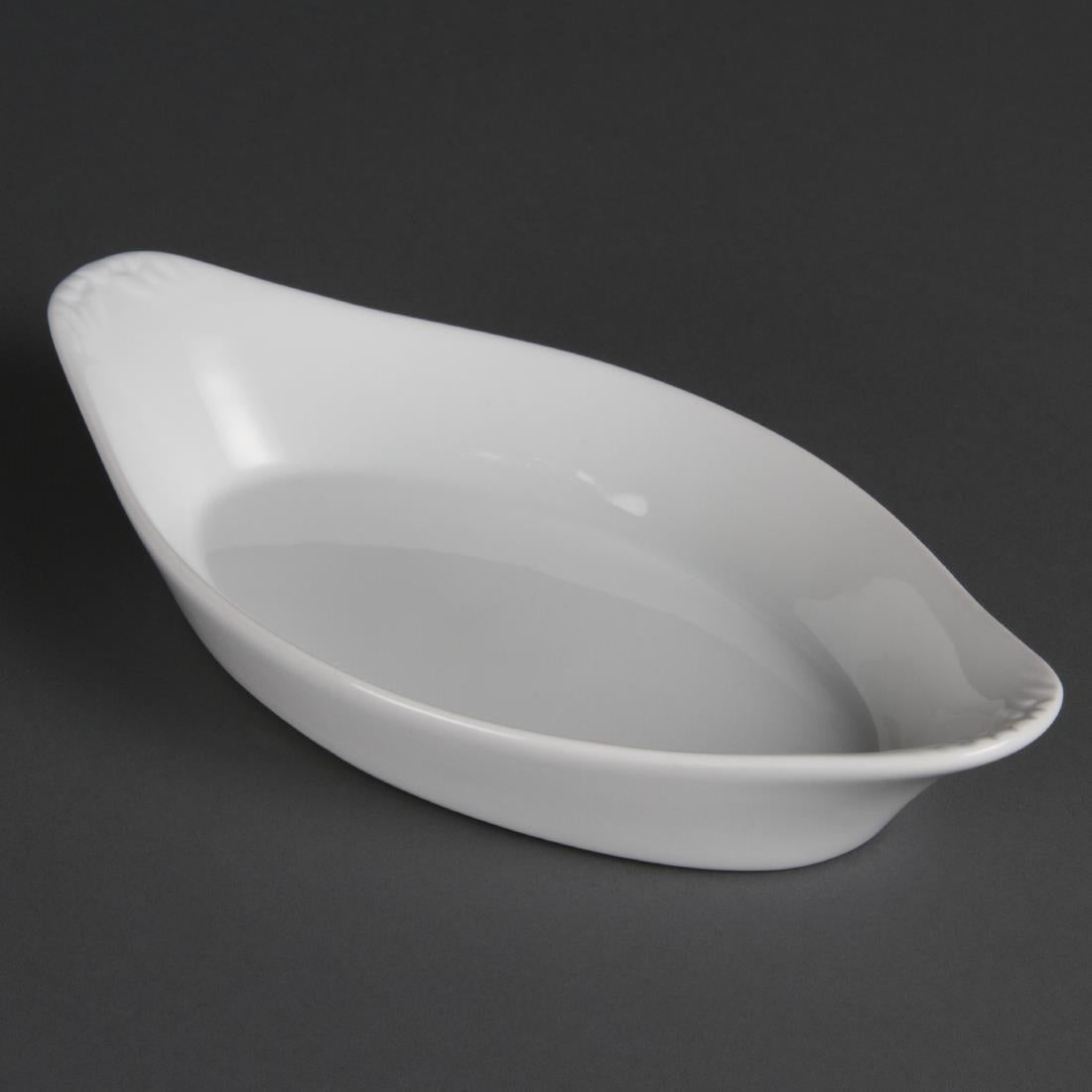 Olympia Whiteware Oval Eared Dishes 262mm (Pack of 6) - W440 Olympia Crockery Olympia   