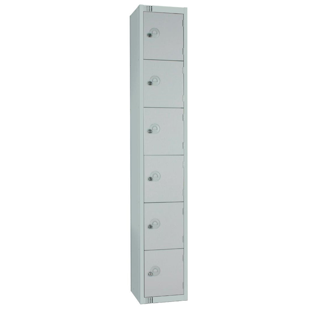 Elite Six Door Camlock Locker Grey - W933-C Steel Lockers 300mm Deep Elite Lockers   
