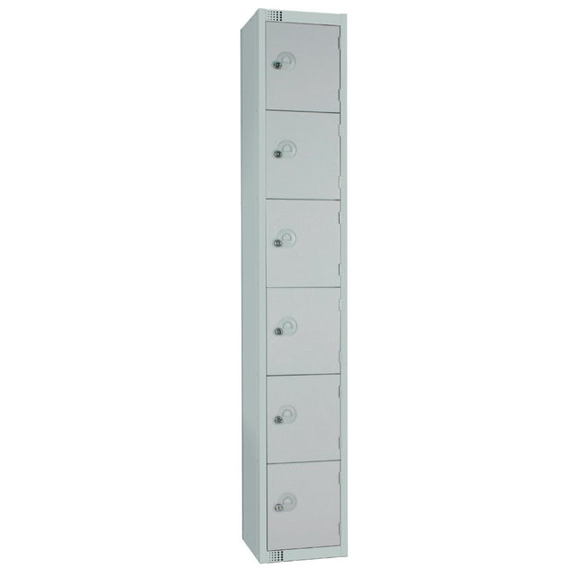 Elite Six Door Camlock Locker Grey - W933-C Steel Lockers 300mm Deep Elite Lockers   