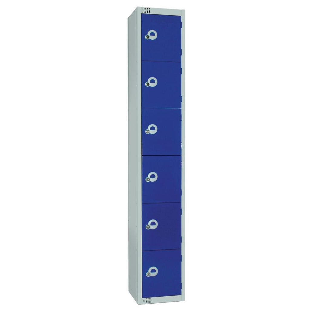 Elite Six Door Camlock Locker Blue - W948-C Steel Lockers 300mm Deep Elite Lockers   
