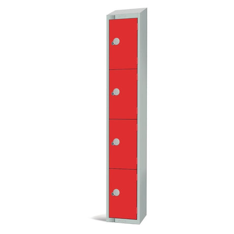 Elite Four Door Camlock Locker with Sloping Top Red - W982-CS Steel Lockers 450mm Deep Elite Lockers   