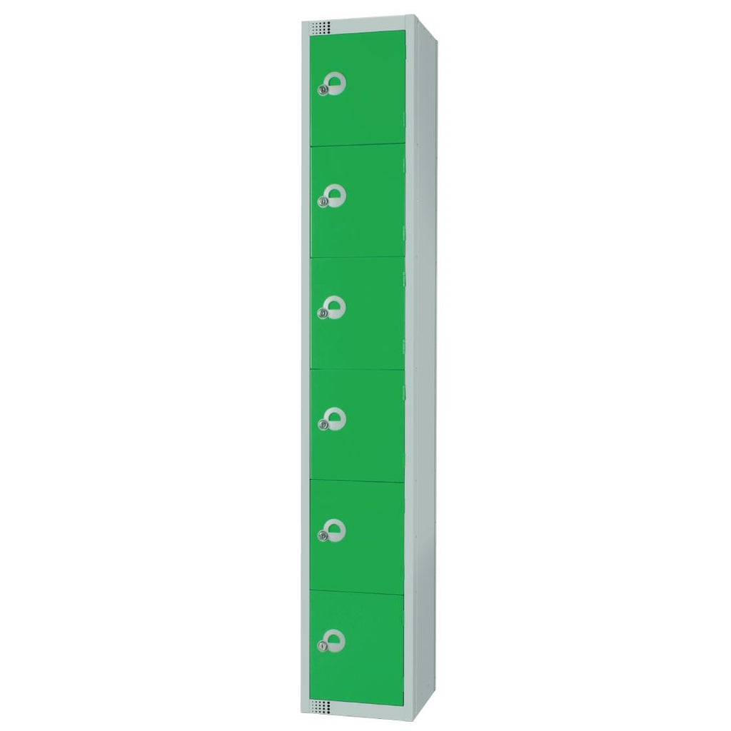 Elite Six Door Manual Combination Locker Locker Green - W958-CL Steel Lockers 300mm Deep Elite Lockers   