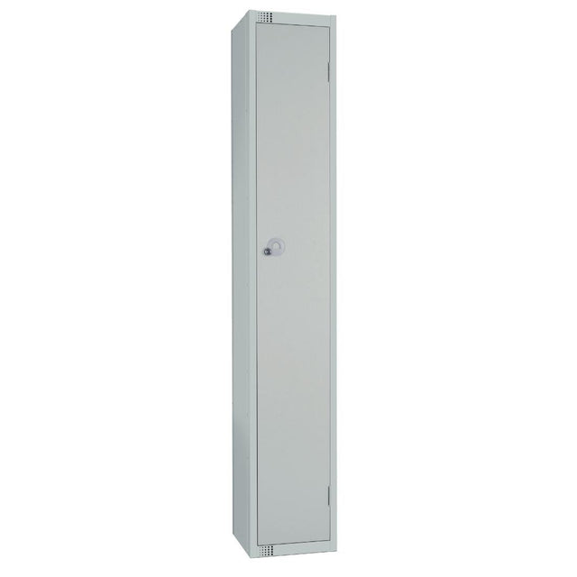 Elite Single Door Camlock Locker with Sloping Top Grey - W959-CS Steel Lockers 450mm Deep Elite Lockers   