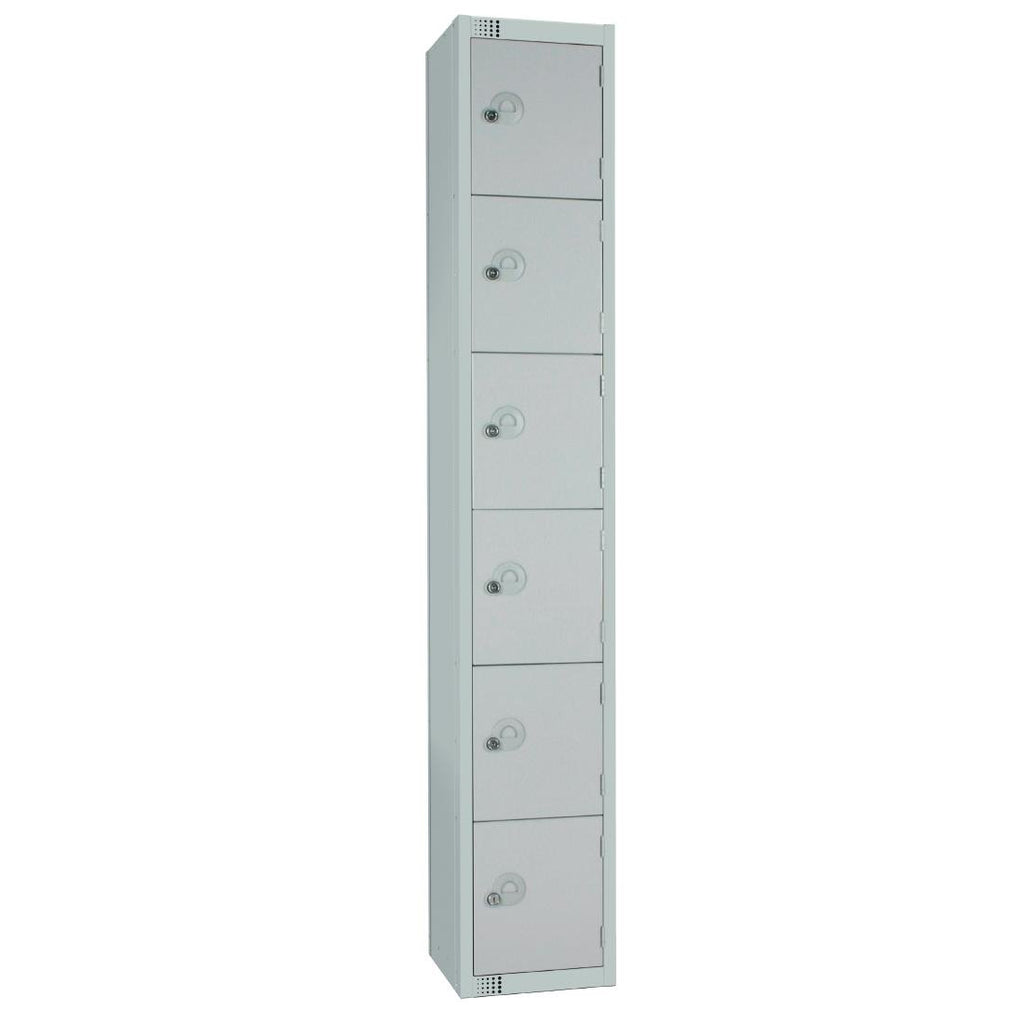 Elite Six Door Electronic Combination Locker with Sloping Top Grey - W963-ELS Steel Lockers 450mm Deep Elite Lockers   