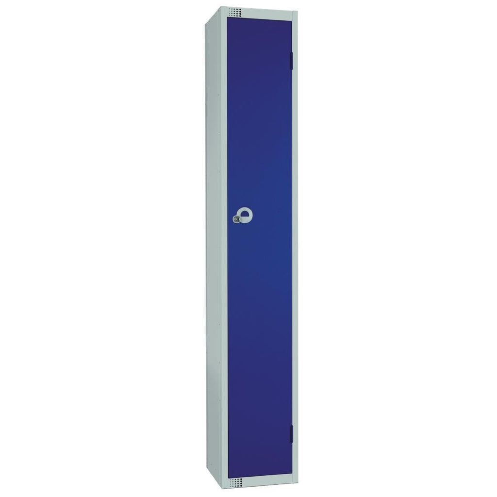 Elite Single Door Padlock Locker with Sloping Top Blue - W974-PS Steel Lockers 450mm Deep Elite Lockers   