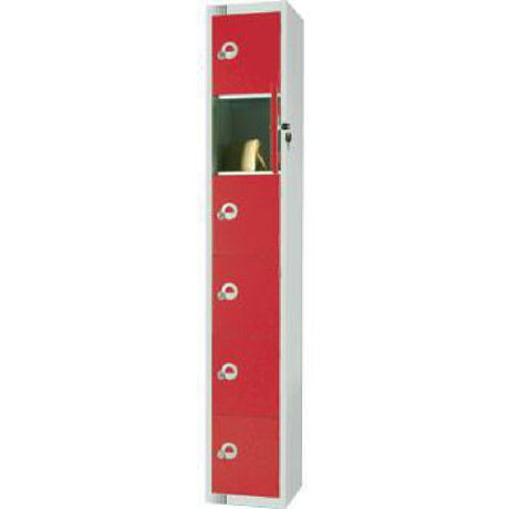 Elite Six Door Padlock Locker with Sloping Top Red - W983-PS Steel Lockers 450mm Deep Elite Lockers   