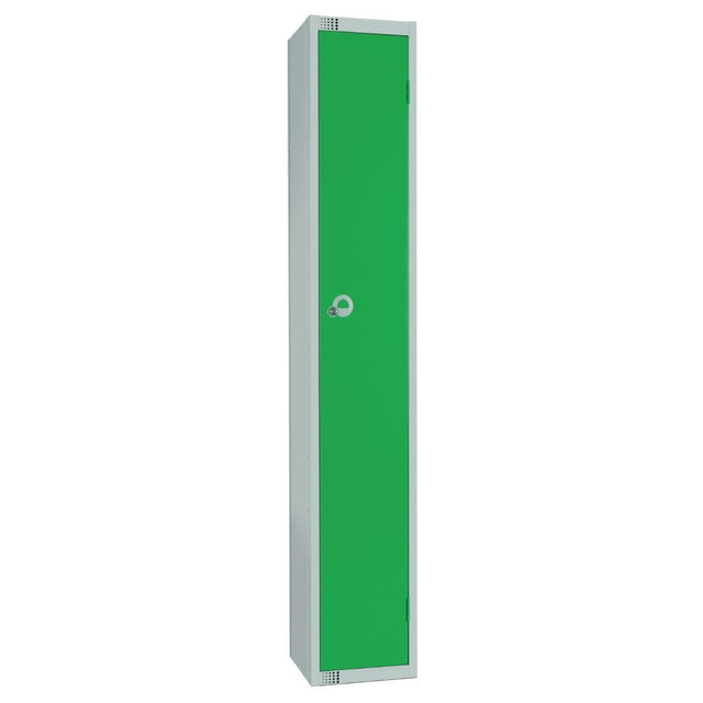 Elite Single Door Padlock Locker with Sloping Top Green - W984-PS Steel Lockers 450mm Deep Elite Lockers   