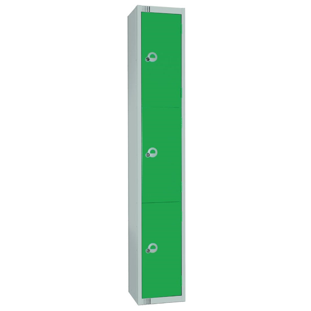 Elite Three Door Manual Combination Locker Locker Green - W986-CL Steel Lockers 450mm Deep Elite Lockers   