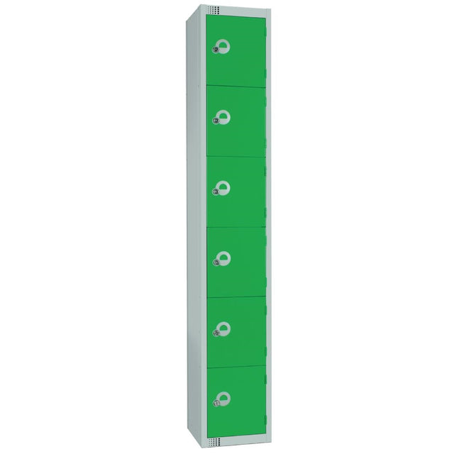 Elite Six Door Manual Combination Locker Locker Green - W988-CL Steel Lockers 450mm Deep Elite Lockers   