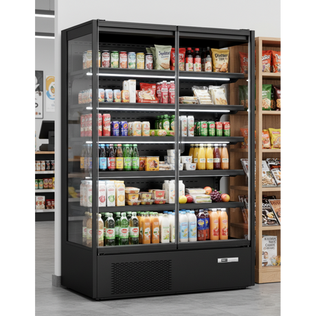 Prodis Panoramic Frameless Glass Door Multideck Black | XMD1250-MK2-K Refrigerated Merchandisers Prodis
