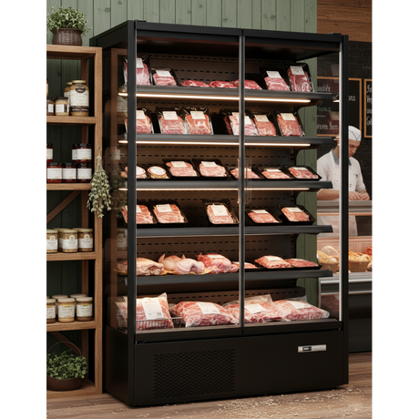 Prodis Panoramic Frameless Glass Door Multideck Black | XMD1250-MK2-K Refrigerated Merchandisers Prodis