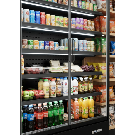Prodis Panoramic Frameless Glass Door Multideck Black | XMD1250-MK2-K Refrigerated Merchandisers Prodis
