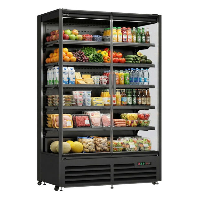 Prodis Panoramic Frameless Glass Door Multideck Black | XMD1250-MK2-K Refrigerated Merchandisers Prodis