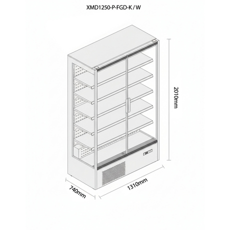 Prodis Panoramic Frameless Glass Door Multideck Black | XMD1250-MK2-K Refrigerated Merchandisers Prodis