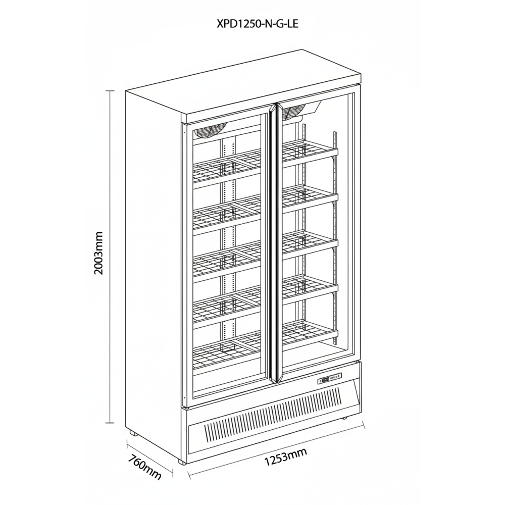 Prodis Heavy Duty Low Energy Double Door Display Freezer | XPD1250-N-MK2