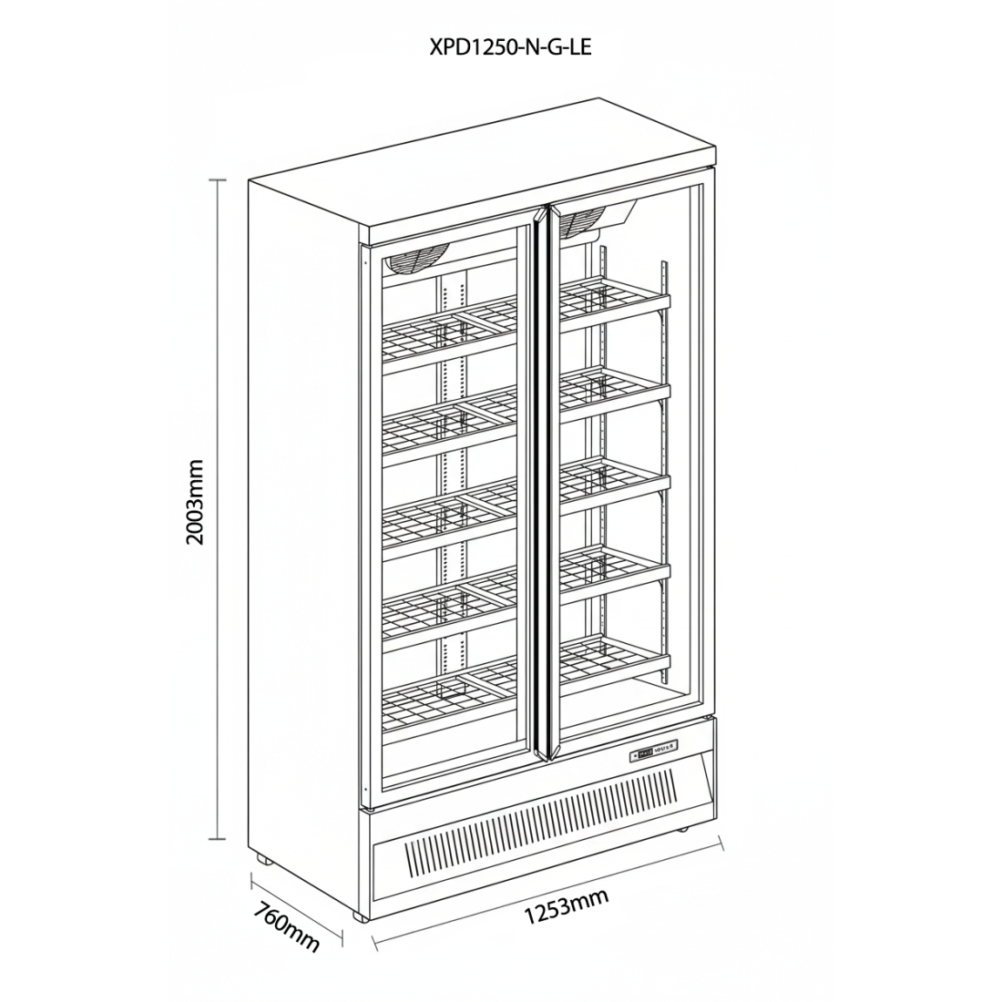 Prodis Heavy Duty Low Energy Double Door Display Freezer | XPD1250-N-MK2