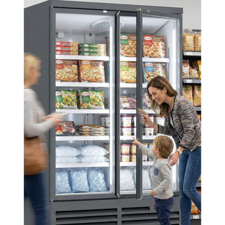 Prodis Heavy Duty Low Energy Double Door Display Freezer | XPD1250-N-MK2 Upright Glass Door Freezers Prodis