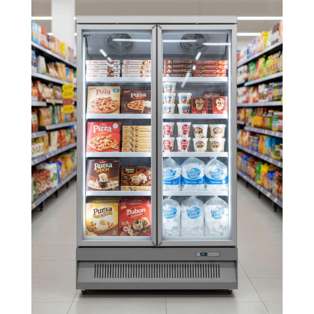 Prodis Heavy Duty Low Energy Double Door Display Freezer | XPD1250-N-G-LE