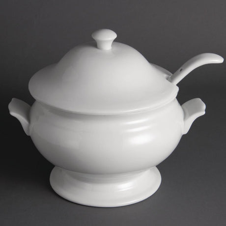 Olympia Whiteware Soup Tureen and Ladle 2.5Ltr 88oz - Y094 Olympia Crockery Olympia   