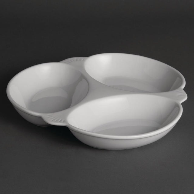 Olympia Whiteware Vegetable Dishes 3 Section 250mm (Pack of 6) - Y099 Olympia Crockery Olympia   