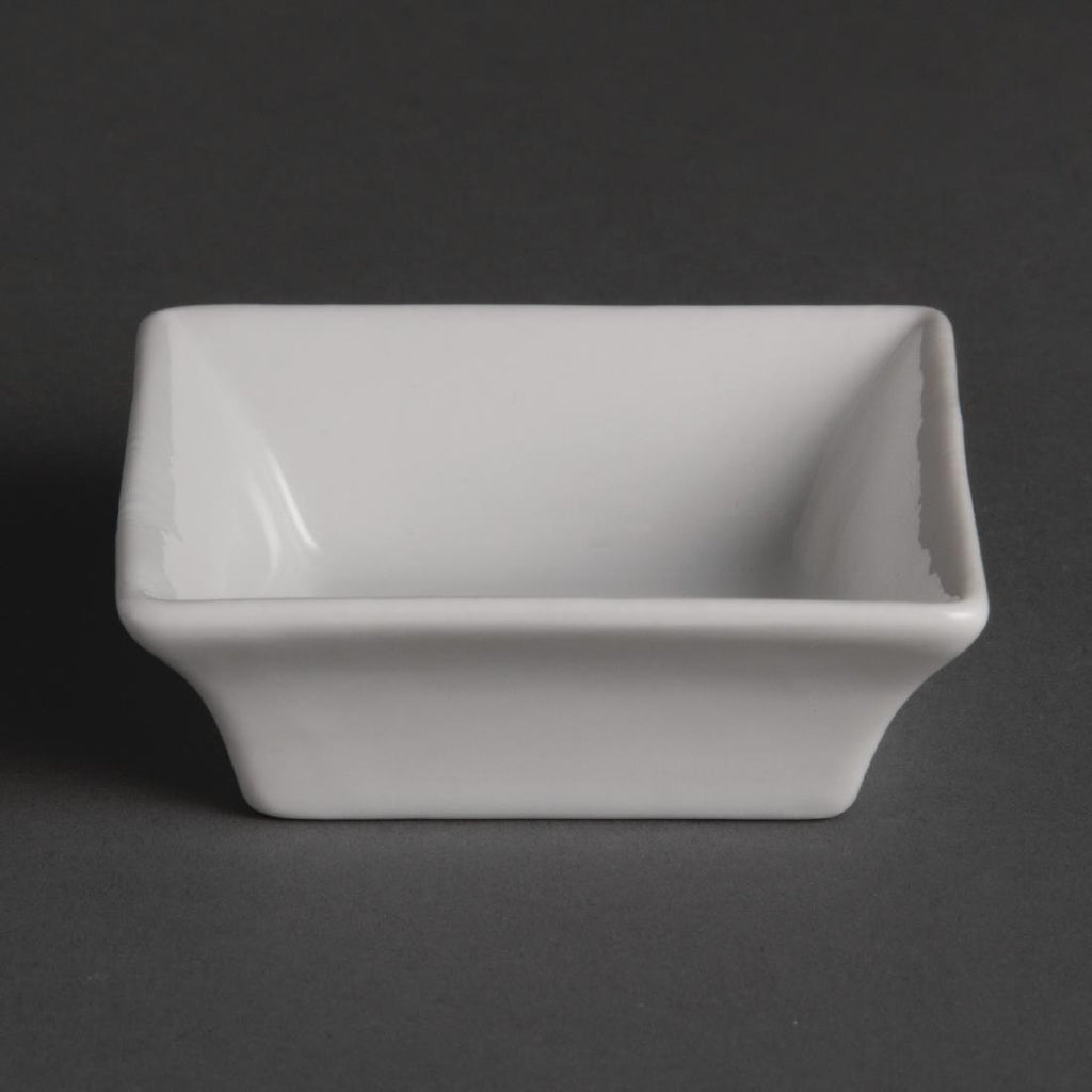 Olympia Whiteware Miniature Square Dishes 75mm (Pack of 12) - Y136 Olympia Crockery Olympia   