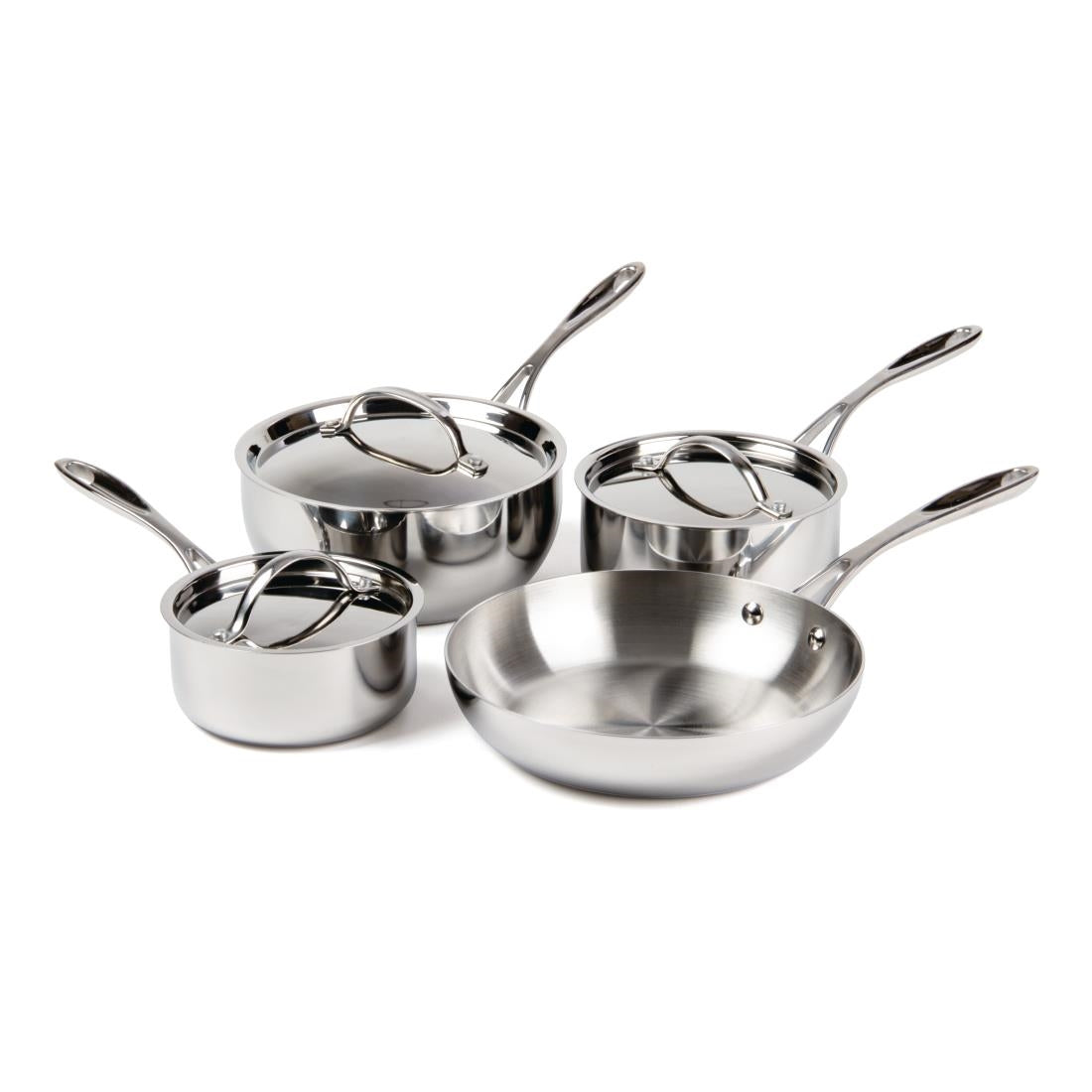 Vogue Stainless Steel & Aluminium Tri-Wall Pan Set (Pack of 4) - S888  Vogue   