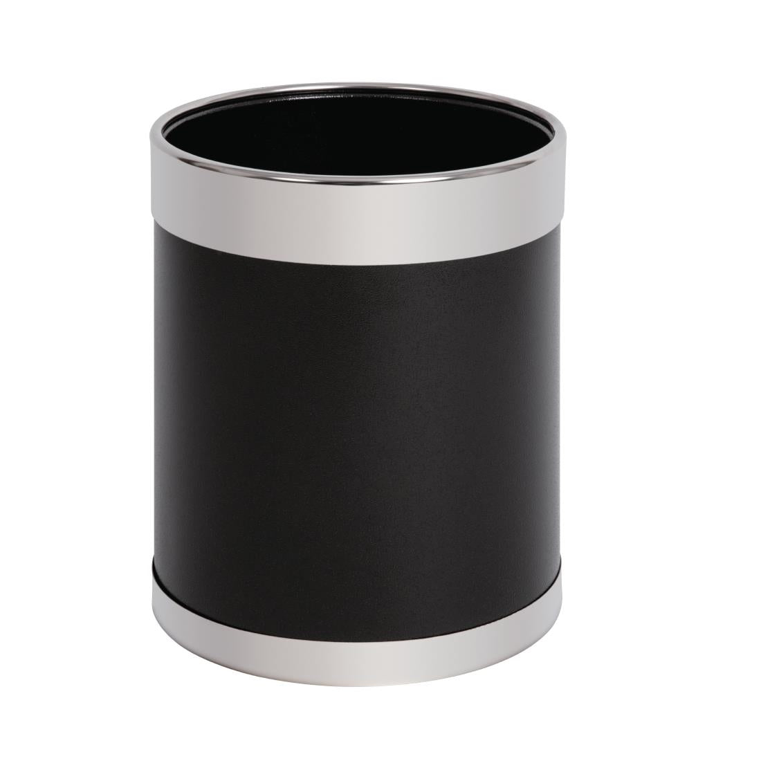 Bolero Black Waste Paper Bin with Silver Rim - Y805  Bolero   