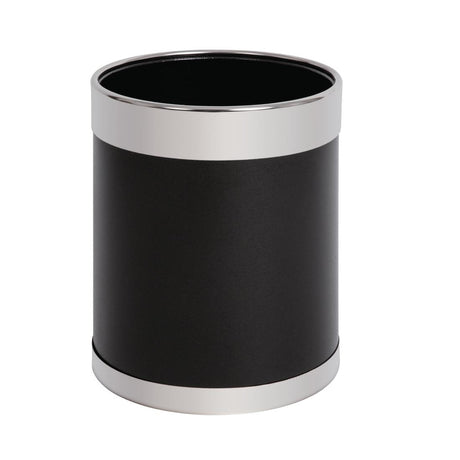 Bolero Black Waste Paper Bin with Silver Rim - Y805  Bolero   
