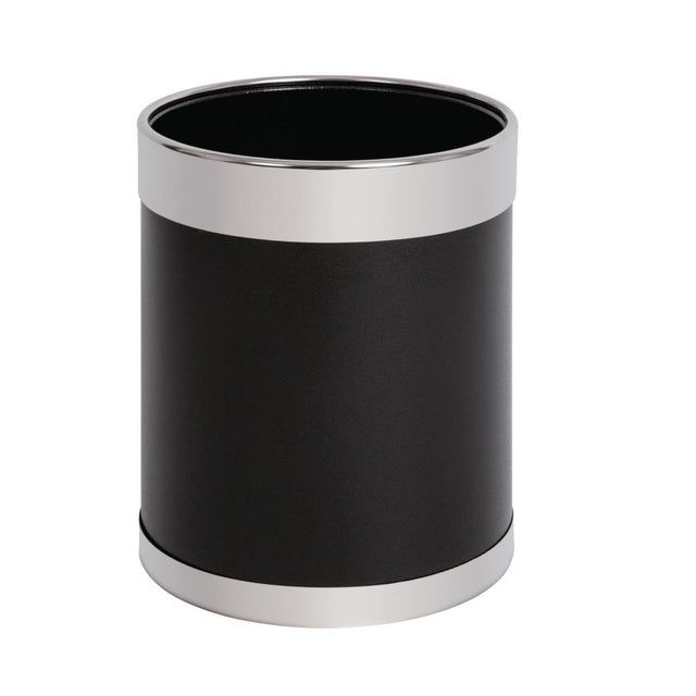 Bolero Black Waste Paper Bin with Silver Rim - Y805  Bolero   