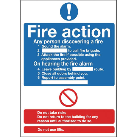 Fire Action Sign - Y920  Vogue   