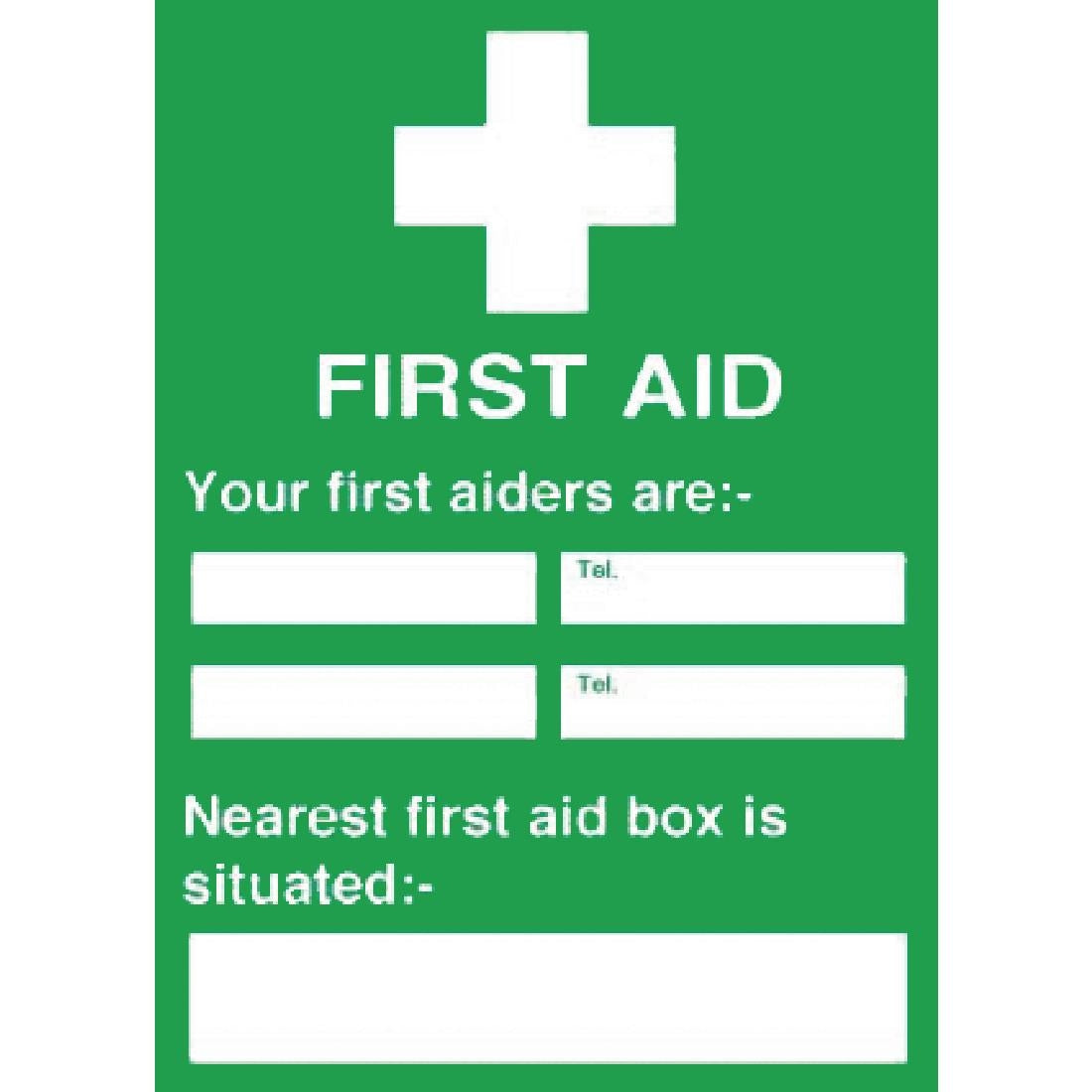 First Aiders Nearest First Aid Box Sign - Y922  Vogue   
