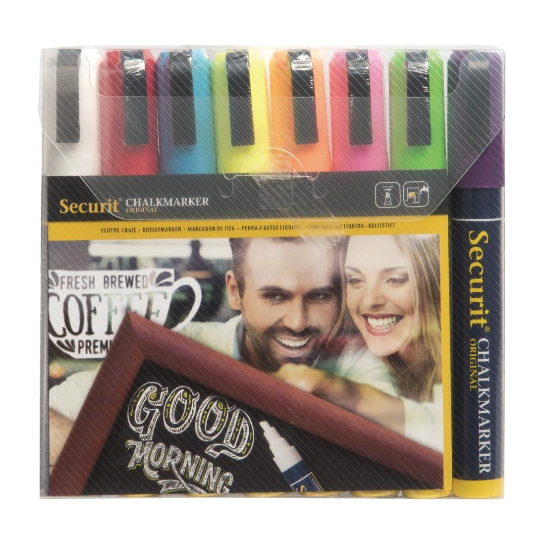 Securit Chalkmaster 6mm Liquid Chalk Pens Assorted Colours (Pack of 8) - Y999  Securit   
