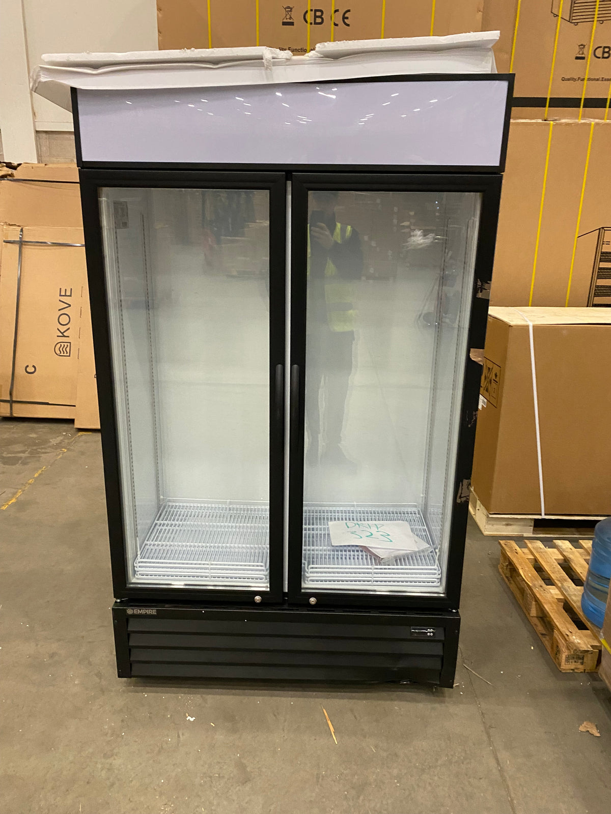 Empire Double Door Display Cooler Hinged – B Energy Rated Commercial Fridge with Merchandising Canopy | CL-690A - Graded Item