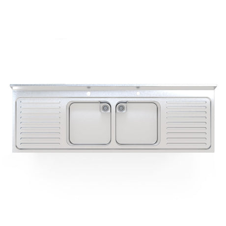 Empire Commercial Stainless Steel Double Bowl Sink – Double Drainer 1800mm Wide | 1800-600 Double Bowl Sinks Empire
