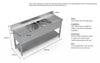 1.8m Commercial Stainless Steel Double Bowl Double Drainer Sink (600mm Deep) Double Bowl Sinks Empire   