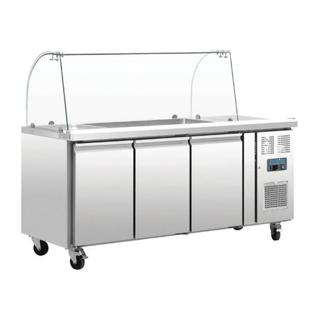 Polar U-Series Triple Door Refrigerated Gastronorm Saladette Counter - CT394 Pizza Prep Counters - 3 Door Polar   