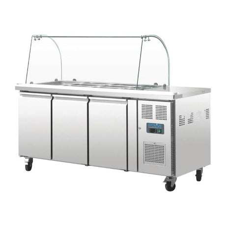 Polar U-Series Triple Door Refrigerated Gastronorm Saladette Counter - CT394 Pizza Prep Counters - 3 Door Polar   
