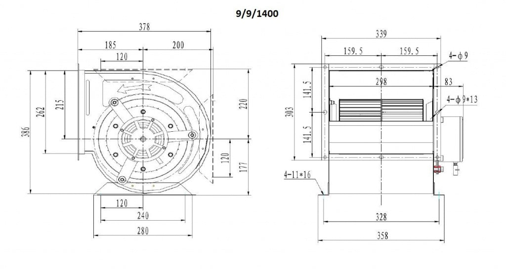Combisteel Centrifugal Kitchen Extractor Box Fan 9/9 3000 m3/h 7225