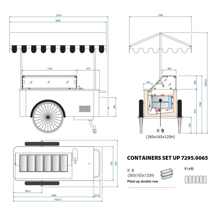 Combisteel Mobile Ice Cream Gelato Display Cart Carrettino 6 - 7295.0065 Ice Cream Display Freezers Combisteel   