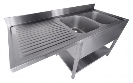 Combisteel Double Right Hand Bowls Dishwasher Sink 1600 x 700mm - 7333.1425 Dishwasher Sinks Combisteel   