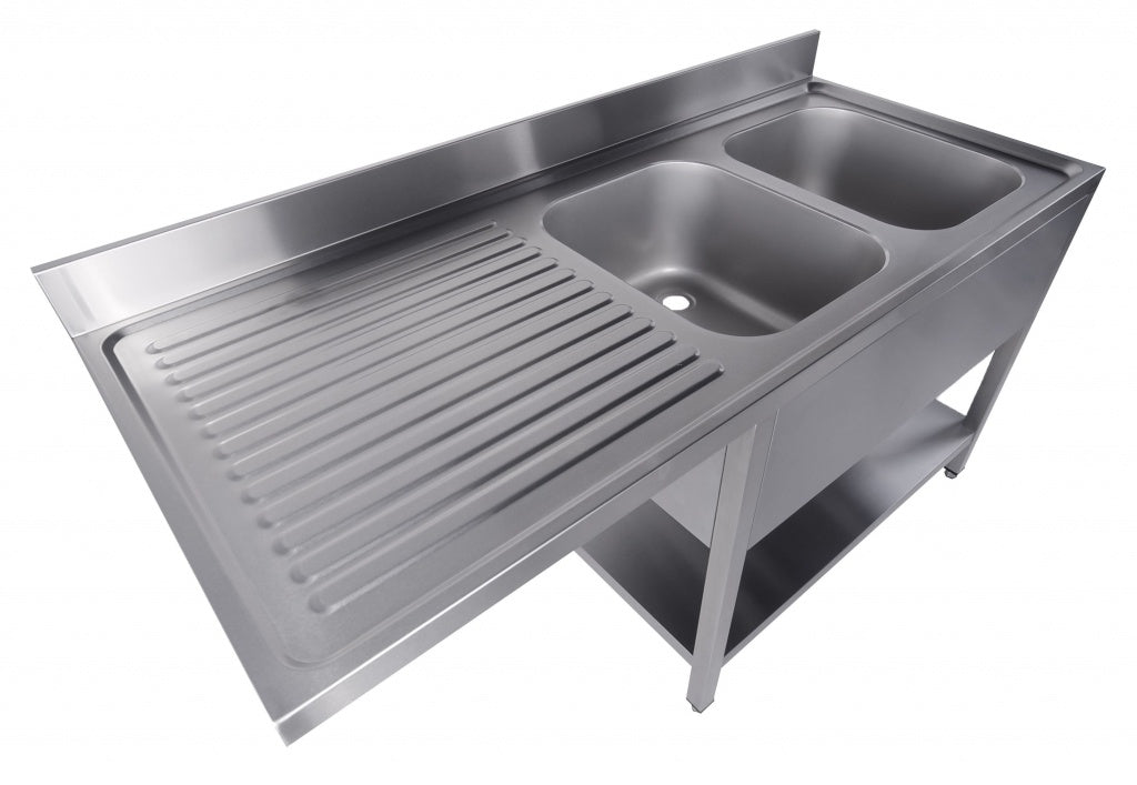 Combisteel Double Right Hand Bowls Dishwasher Sink 1600 x 700mm - 7333.1425 Dishwasher Sinks Combisteel   