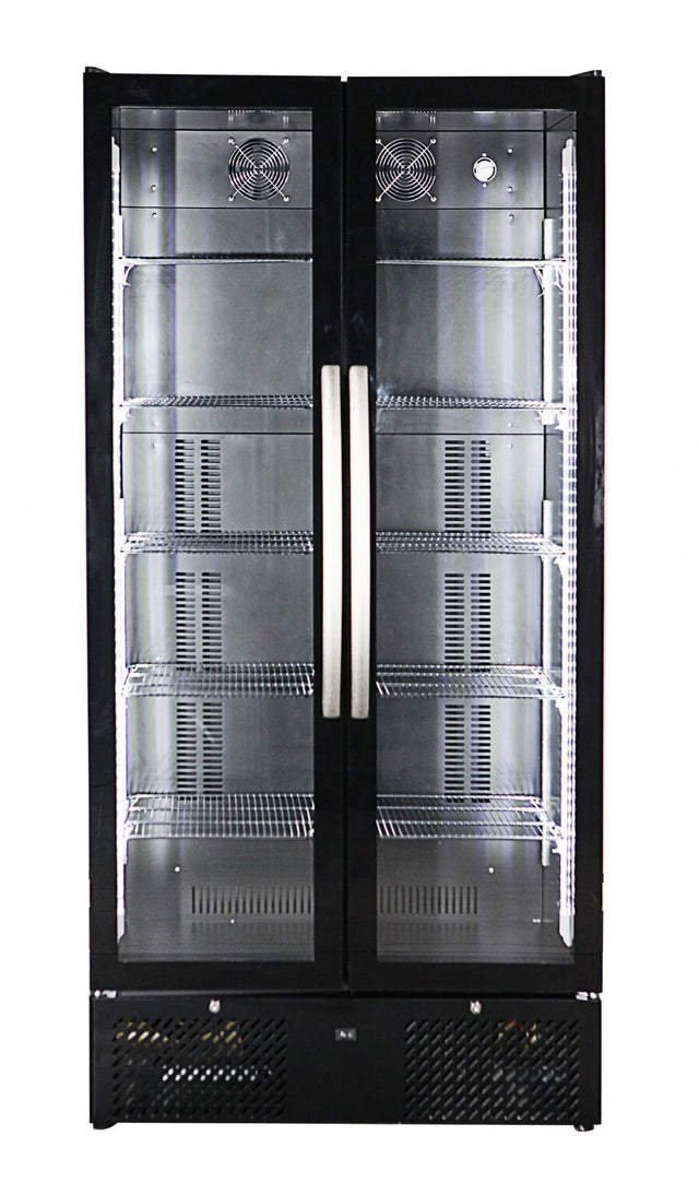 Combisteel Double Hinged Glass Door Upright Display Cooler Fridge BDK-458 - 7455.1353 Upright Double Glass Door Chillers Combisteel   