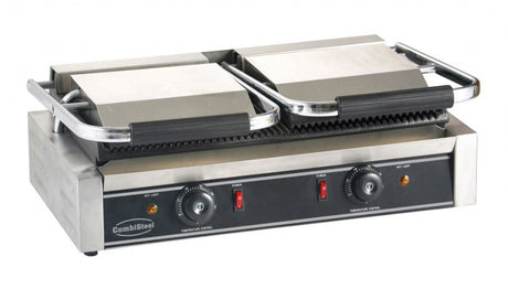 Combisteel Large Twin Contact Grill Ribbed Top Ribbed Bottom - 7455.0460 Contact Grills & Panini Makers Combisteel   