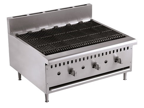 Combisteel 3 Burner Gas Lava Rock Char Grill 915mm - 7455.0915 Charcoal Grills Combisteel   