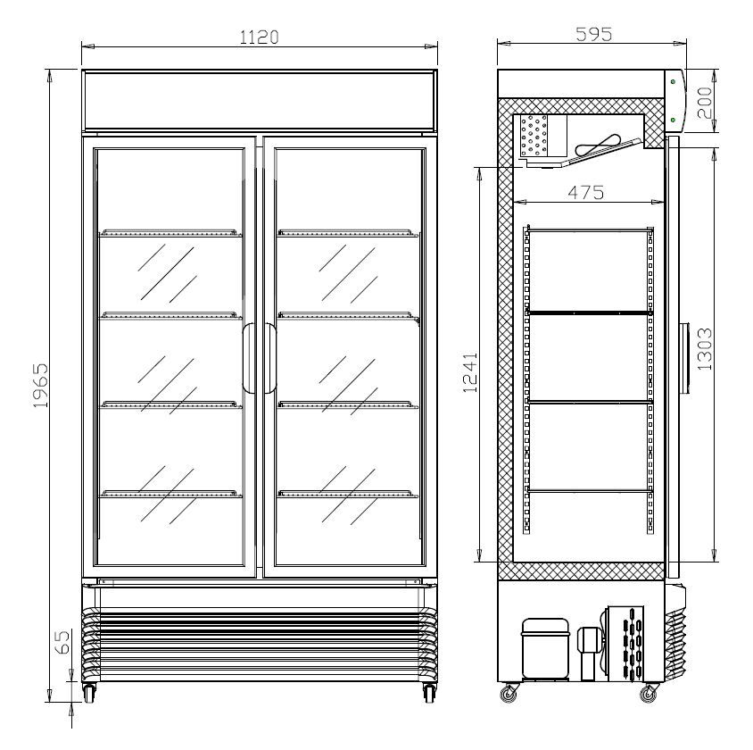 Combisteel Double Hinged Glass Door Fridge Merchandiser BEZ-750 GD 750Ltr - 7455.1390